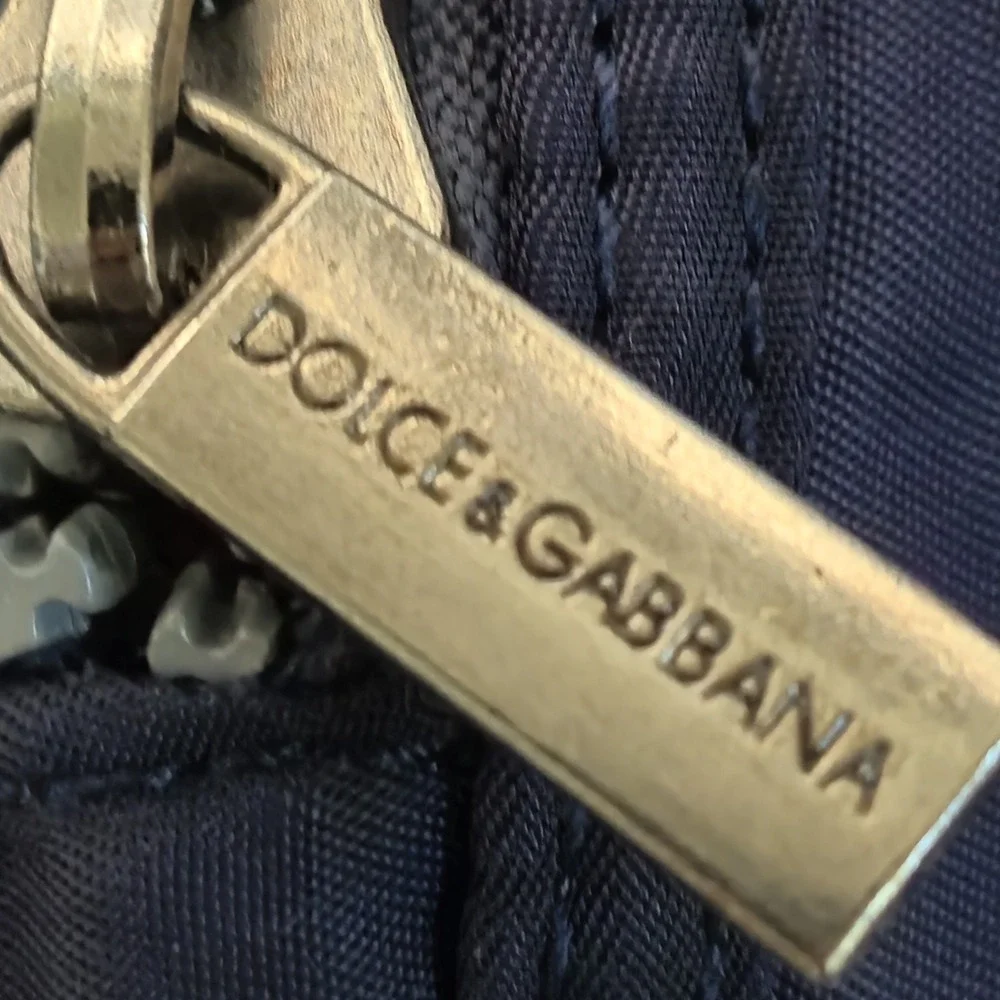Dolce & Gabbana Navy Blue Medium Sz Heavy Nylon Duffle Bag Large Zipper